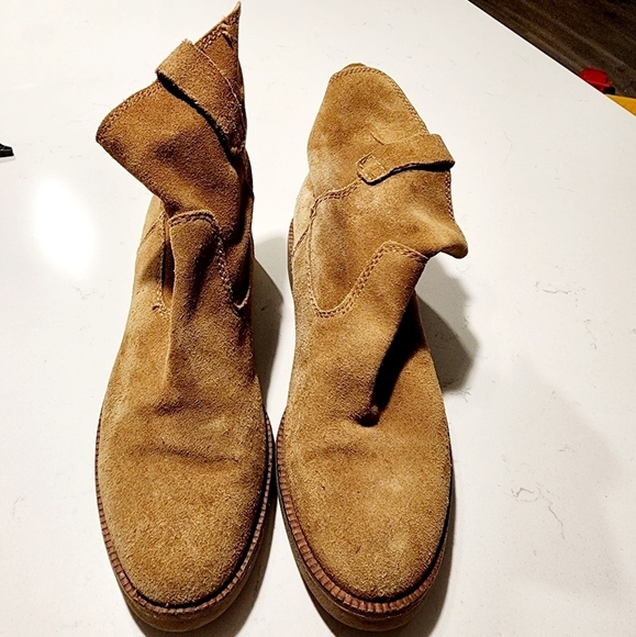 Lucky Brand Brown Leather Suede LP-Rhetty Cowboy Style Bootie Women's Size 6.5 M - Picture 1 of 7